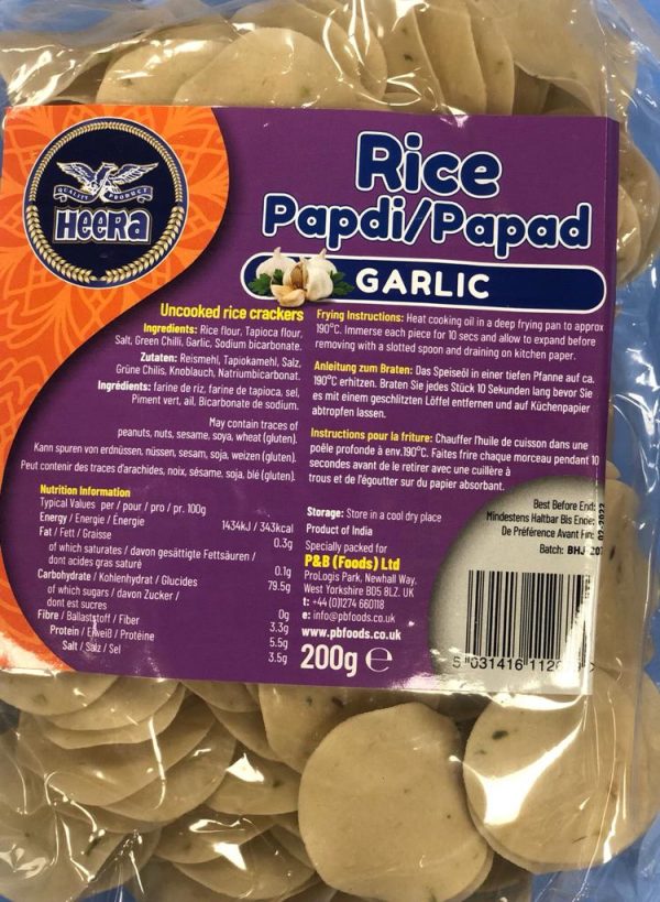 Heera Rice Papadi-Papad Garlic 200g